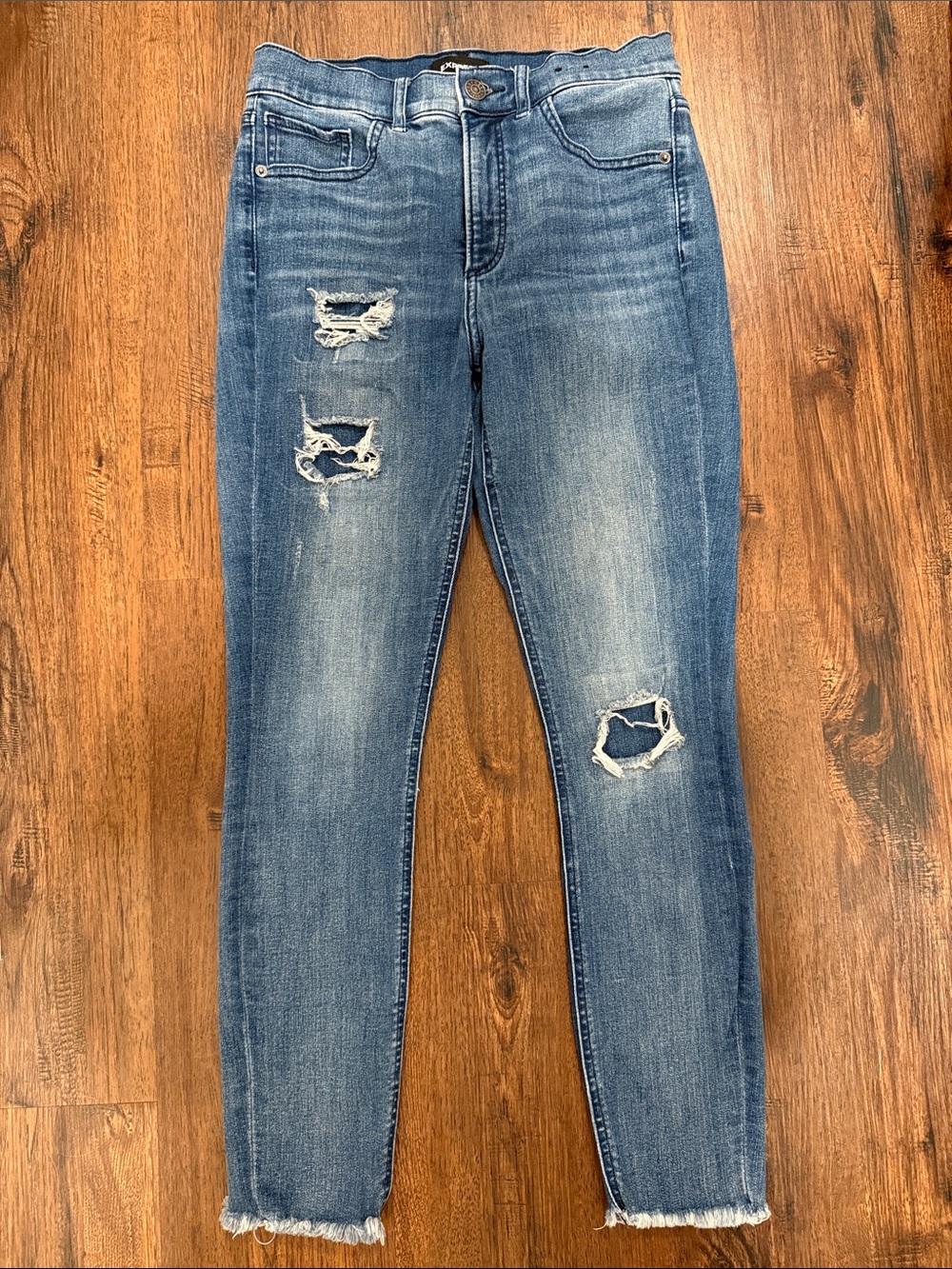 Express Blue Distressed Women's Skinny Jeans